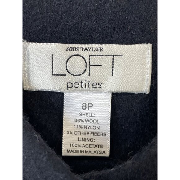 Ann Taylor LOFT Military Blazer Size 8P Double Breasted Navy Wool Blend Career - Picture 4 of 6